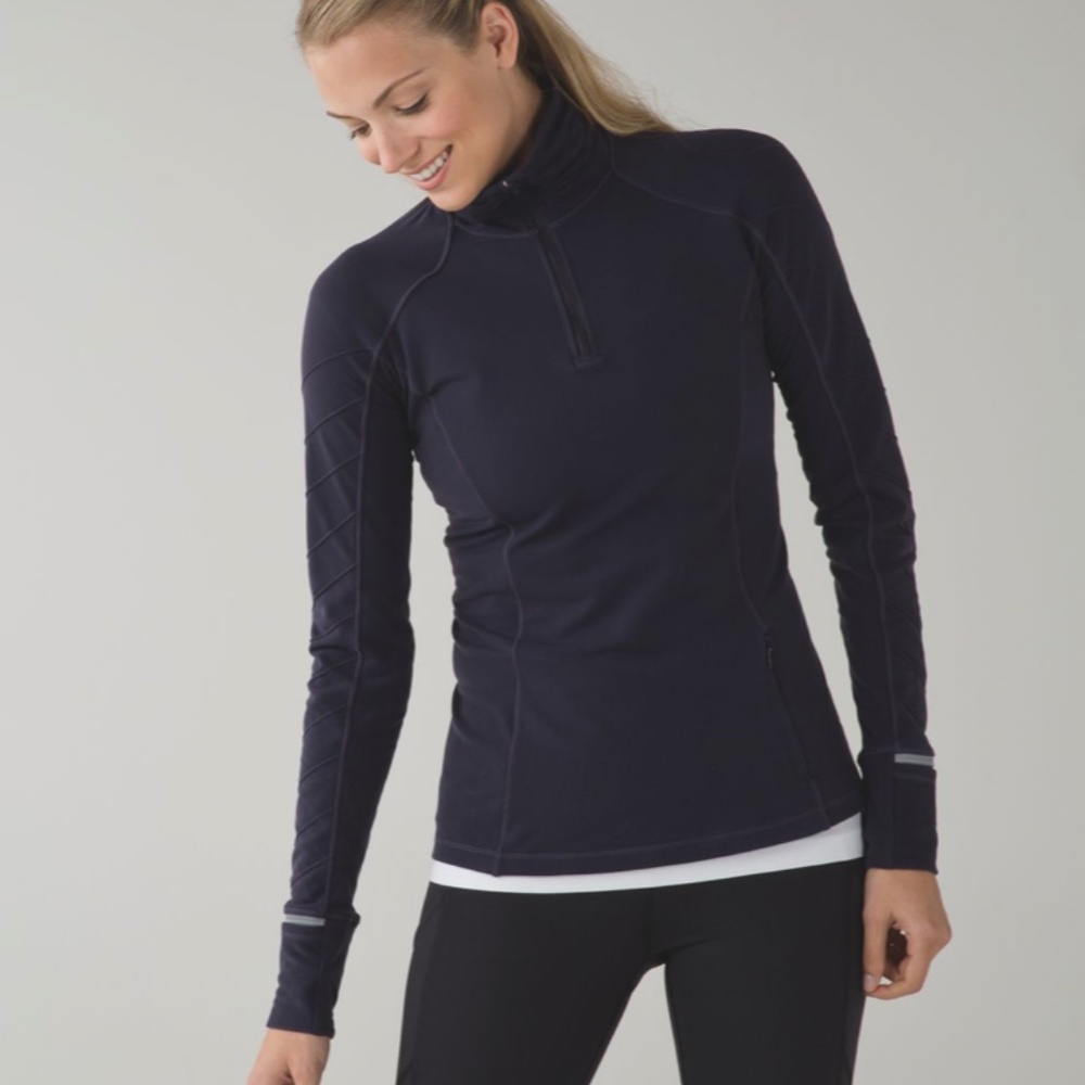 Lululemon Face The Frost 1/2 Zip Black Grape